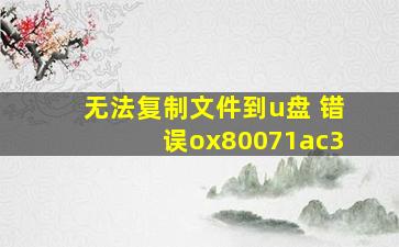 无法复制文件到u盘 错误ox80071ac3